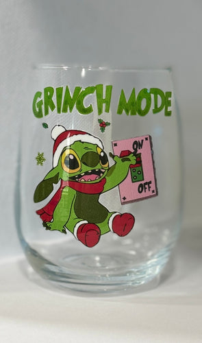 Grinch Mode Wine Glass